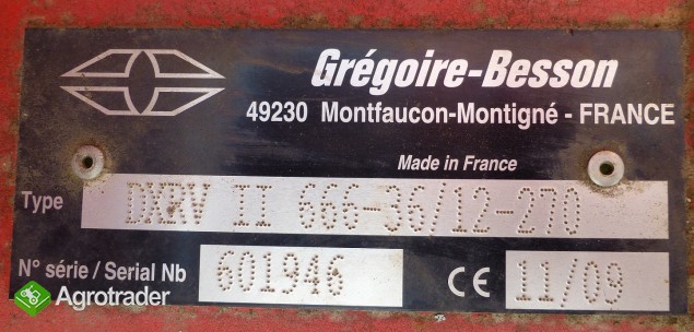 Brona talerzowa Gregoire Besson DXRV II 666/36 - zdjęcie 5